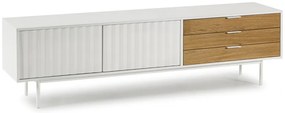 Fehér-natúr színű TV-állvány tölgyfa dekorral 180x52 cm Sierra – Teulat