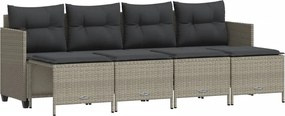 vidaXL 5 részes világosszürke polyrattan kerti ülőgarnitúra párnákkal