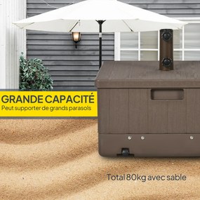 Outsunny Napernyő Talapzat Súlyozott Oldaltábla Ültető, Leeresztő Kerekekkel és Fogantyúkkal, PE és Fém, Méret: 53L x 53W x 47H cm Barna | Aosom