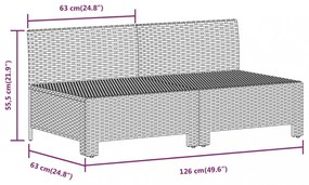 2 személyes szürke polyrattan kerti kanapé párnákkal