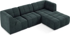 Kék bársony sarokkanapé (jobb oldali-heverő résszel) Aloha – Makamii