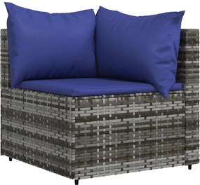 vidaXL szürke polyrattan kerti sarokkanapé párnákkal