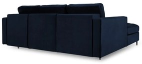 Santo kék kinyitható bársony sarokkanapé, bal oldali - Milo Casa