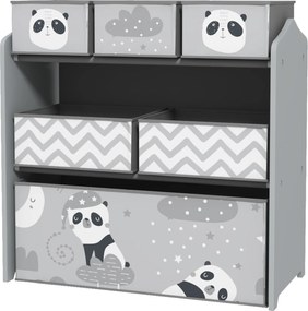 ZONEKIZ Játékpolc 6 Lepalackos Szövet Tárolódobozzal Gyerekeknek 3-8 Év 63x30x66 cm Szürke és Fehér | Aosom