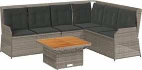 vidaXL 5 részes szürke polyrattan kerti ülőgarnitúra párnákkal