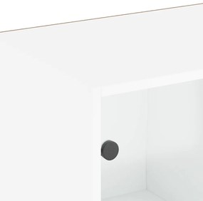 fehér szerelt fa könyvespolc ajtókkal 204x37x75 cm