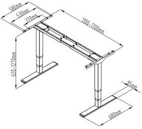 Elektromosan állítható magasságú asztal Liftor Vision, fehér