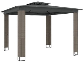 antracitszürke szövet dupla tetős pavilon 2,94 x 2,94 m