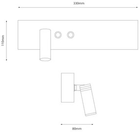 LED fali spotlámpa RESORT, LED/10W/230V + LED/3W, fehér, baloldali