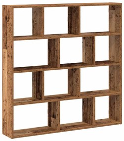 antik fa színű szerelt fa fali kockapolc 12 rekeszes színű