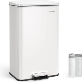 Konyhai szemetes 40l, nagy pedálos kuka 15 szemeteszsák mellékelve, fehér