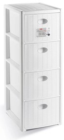 STEFANPLAST Elegance Slim műanyag tároló polc, 4 fiókos, fehér