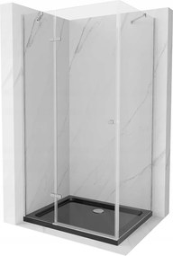 Mexen Roma, zuhanykabin csuklós ajtóval 120 (ajtó) x 80 (fal) cm, 6mm átlátszó üveg, króm profil + vékony zuhanytálca fekete + króm szifon, 854-120-0…