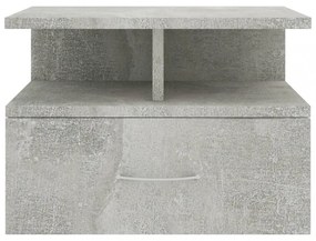 2 db betonszürke szerelt fa lebegő éjjeliszekrény 40x31x27 cm