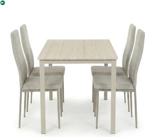 4 személyes étkezőszett szürke székekkel, krémszínű asztallal, asztal méret: 110x70x75cm, ASE-1039 CRM2