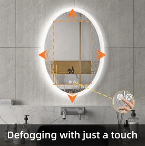 Erga Paola, ovális LED tükör 50x70cm, 1725 lm, 3 fényszín, első és hátsó világítás, ERG-V01-302-5070-00