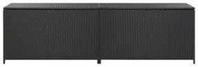 fekete polyrattan kerti tárolóláda 200 x 50 x 60 cm