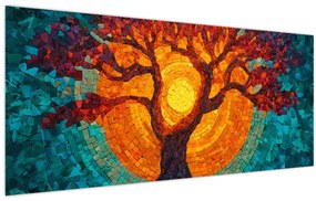 Kép - Az élet fája és a nap mozaikban (120x50 cm)