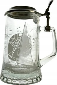 Söröspohár vitorláshajóhoz, fémfedővel, korsó, fél literes 0,4 l