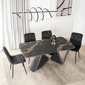 Stół VERONA Ceramiczny Rozkładany 160-240 cm Czarny márvány/Czarny