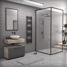 Fekete 400x1600mm törölközőszárítós fürdőszobai radiátor Welland Lux | Készletről | Gyors kiszállítással