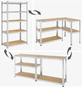 2 db Nagy teherbírású 5 szintes polc, 200 x 100 x 50 cm, ezüst