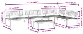 5 részes tömör akácfa kerti raklap ülőgarnitúra