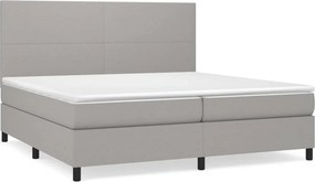 vidaXL világosszürke szövet rugós ágy matraccal 200 x 200 cm