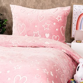 4Home Heart világító mikroflanel ágyneműhuzat , 140 x 200 cm, 70 x 90 cm