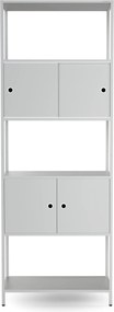 Iratrendező polc zárható szekrénnyel, irodai, nyitott polcok, fém szürke, 800x2200x400 mm: ARIEL