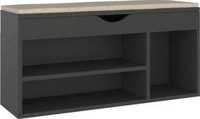 vidaXL szürke szerelt fa cipőtároló pad párnával 104 x 30 x 49 cm