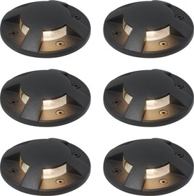 6 darabos modern fekete talajspot GU10 50mm 4 irányú fényhatással IP65 - Cellar