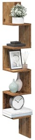 antik fa színű szerelt fa fali sarokpolc 20 x 20 x 127,5 cm