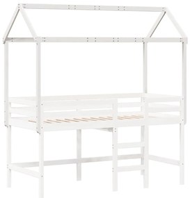 fehér tömör fenyőfa gyerekágytető 207 x 95,5 x 159 cm