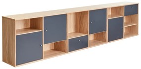 Fekete alacsony komód tölgyfa dekorral 267x61 cm Mistral - Hammel Furniture