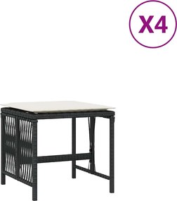 vidaXL 4 db fekete polyrattan kerti szék párnával 41 x 41 x 36 cm