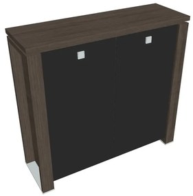 Verno+ közepes szekrény 140 x 46 x 130 cm, üvegajtó, antracit tölgy / fekete