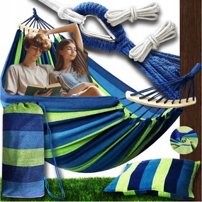 Nagy Függőágy 2 Személyes Erős XXXL 290x150 Táska Párna Minőségi Fejpánt 60 CM