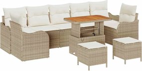 vidaXL Kerti Kanapé Szett párnával 10 pcs Bézs polirattan