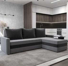 Univerzális ülőgarnitúra, szürke/fekete, PAULITA NEW