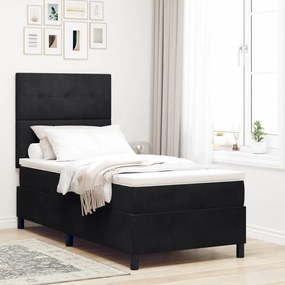 Boxspring Ágy Matraccal Fekete 90x200 cm Bársonyos