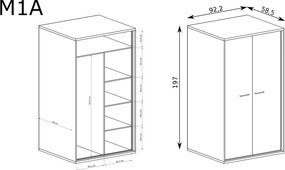 Aldabra Mediolan M-1 gardróbszekrény, hikora fa