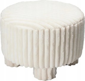 Kárpitozott fehér zsámoly, bordázott puff, 40x40x29 cm
