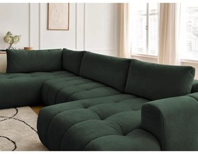 Zöld kinyitható-tárolóhelyes sarokkanapé (bal oldali-U alakú) Fuji – Bobochic Paris