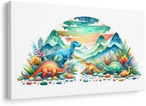 Kép színes dinoszauruszok a hegyekben