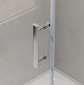 Erga Peoria, szögletes zuhany tolóajtóval 100 (ajtó) x 100 (fal) x 190 cm, 6mm átlátszó üveg, króm profil, ERG-Q02-PEORIA-D100D100-CL-CR