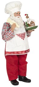 Mikulás szakács ruhában mézeskaláccsal vintage karácsonyi dekoráció