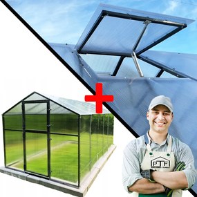 Alumínium Kerti Üvegház 12,7m2 Polikarbonát Alagút 210X606 Ablak