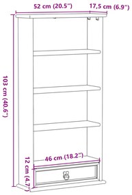 Corona tömör fenyőfa CD-szekrény 52 x 17,5 x 103 cm