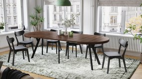 Mazzoni VITO Barna Tölgy/fekete lábak - LOFT/IPARI STÍLUSÚ 310 cm-re BŐVÍTHETŐ NAGY KEREK ASZTAL Ø110 Y LÁBAKKAL